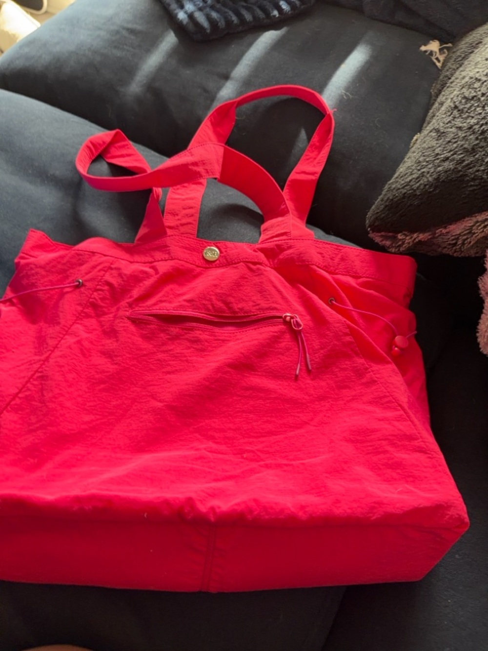 Iris and Rainbow Cinch Side Tote Bag Fuschia Pink